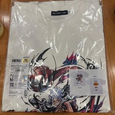 BANDAI One Piece NBA Luffy Lakers T-Shirt Uni Model White Size L Limited Collab
