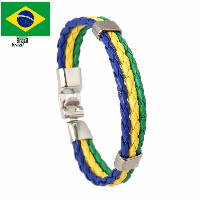 Nationalflaggenfarben PU-Leder-Geflechtarmband - Weltcup-Edition