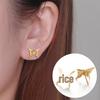 Korean-Style Butterfly Hollow Stud Earrings - Stainless Steel Insect Ear Bone Studs