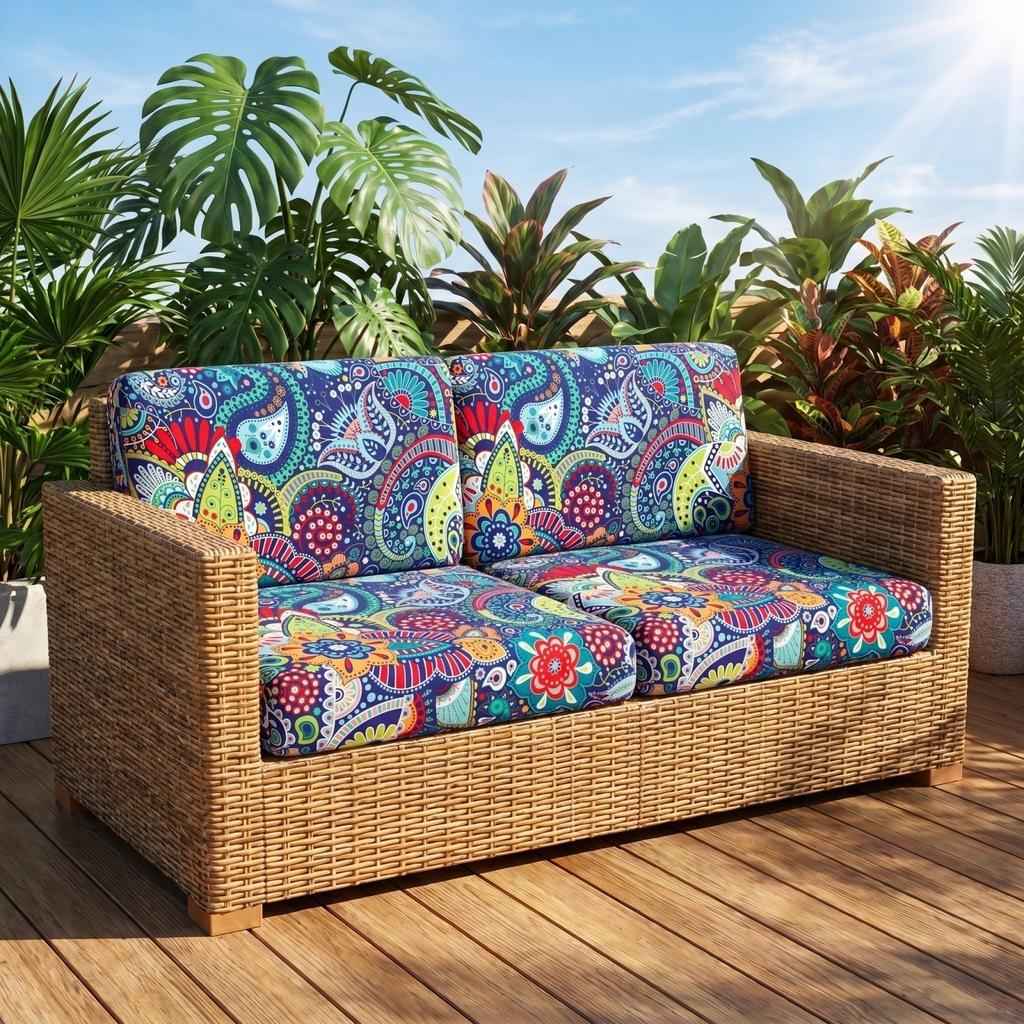 Outdoor Elastische Sofahülle Dehnbar Wasserdicht Terrassenmöbel-Schutzbezug für Garten-Sofa-Sitz mit bedrucktem Blattmuster