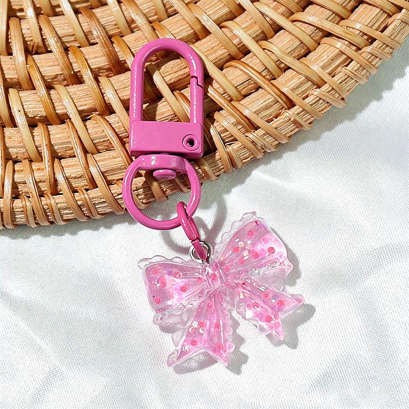 Cherry Blossom Heart Keychain: Handmade Transparent Ornament for Bags, Unisex Accessory