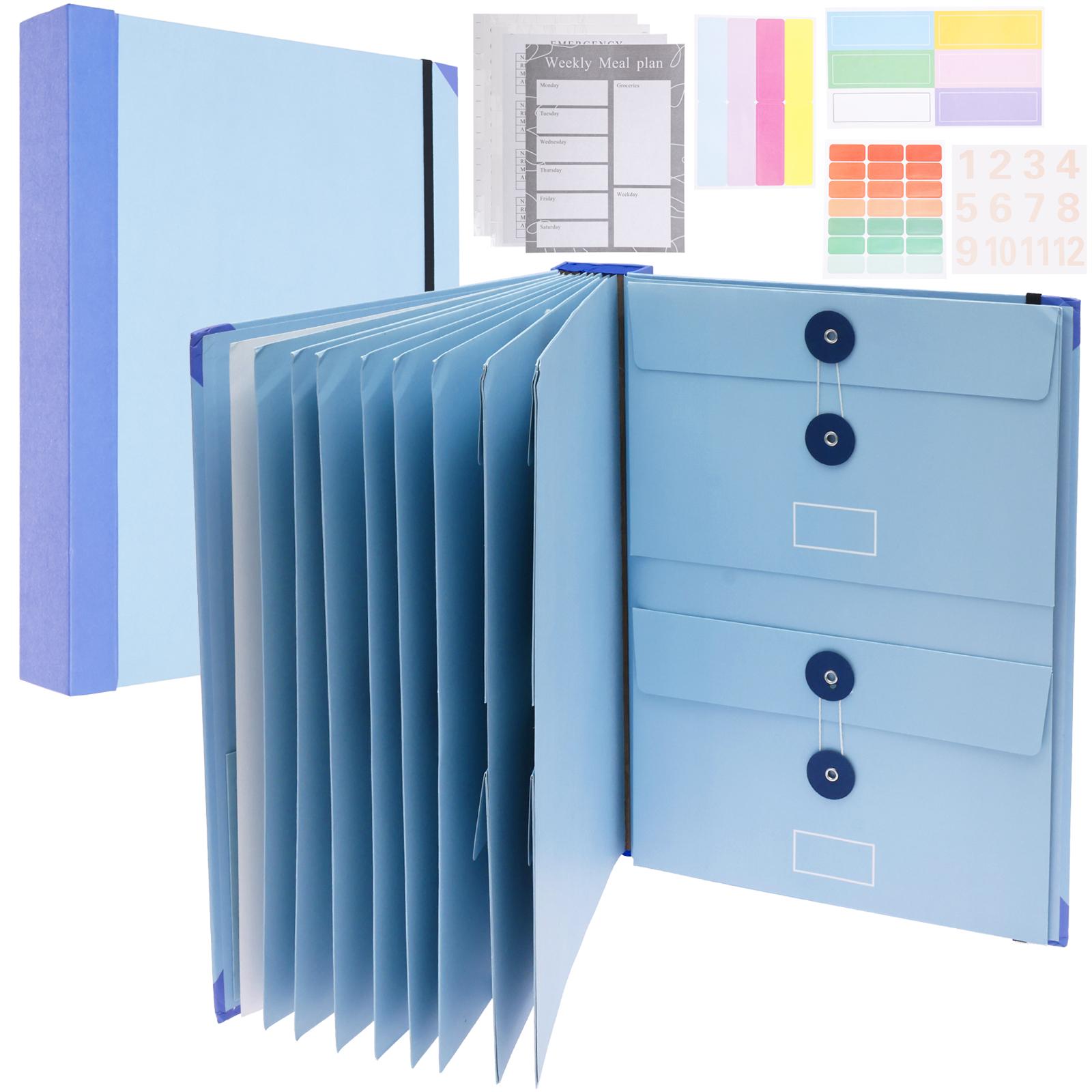 

A4 Folder Organ Bag with Pockets Document Organizer Binder File Storage Bag Folio Office Stationery Student синий
