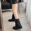 Thick Heel Square Head Fashion Boots Tube Boots 2025 New Early Autumn Medium Tube Casual Sleeve Short Boots Stacking Boots Women's Boots