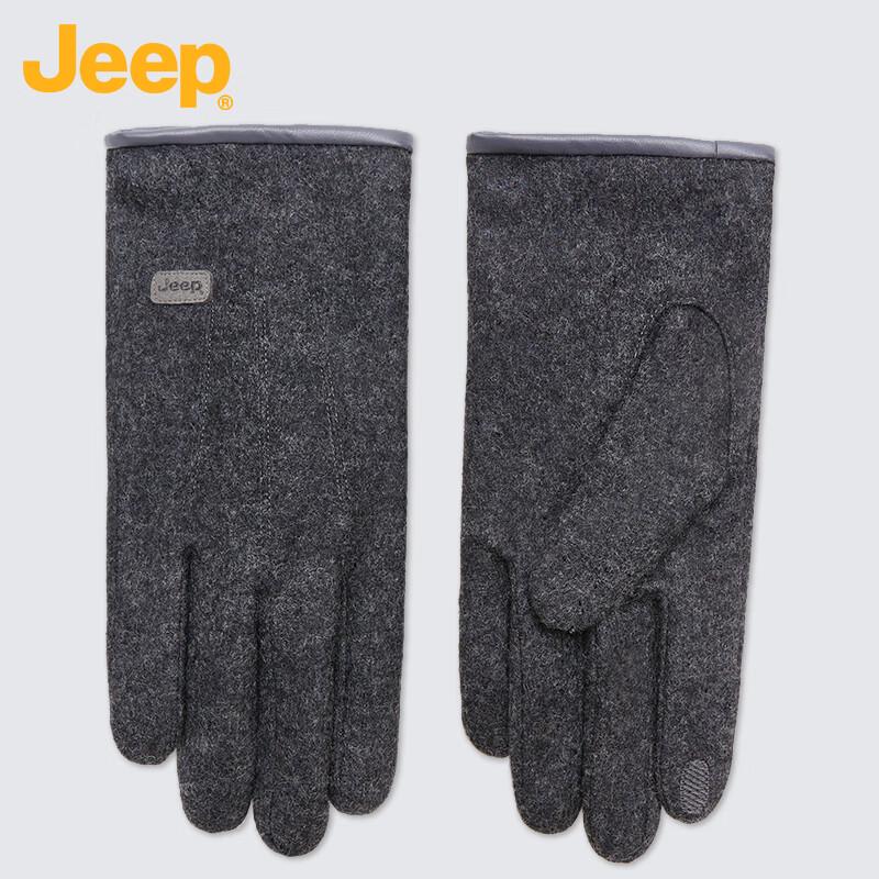JEEP Men's Winter Fleece-Lined Wool Touchscreen Gloves