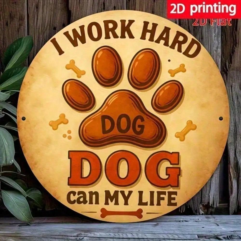 

Vintage Iron Art 8x8 Inch Metal Dog Sign Funny Wall Decor Cute Puppy Plaque For Living Room Gift Working Hard For My Home різнокольоровий