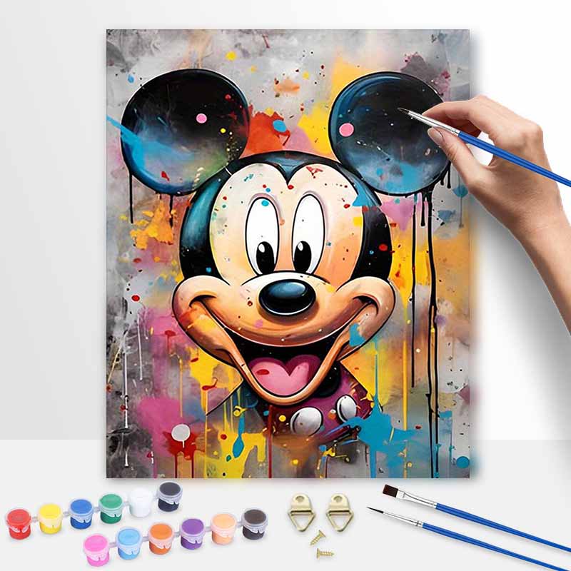 Disney Mickey Mouse Digital Oil Painting Art Handmade Diy Gift Home Decoration. Graffiti Style Colorful Wall Canvas Decor Artwork.
