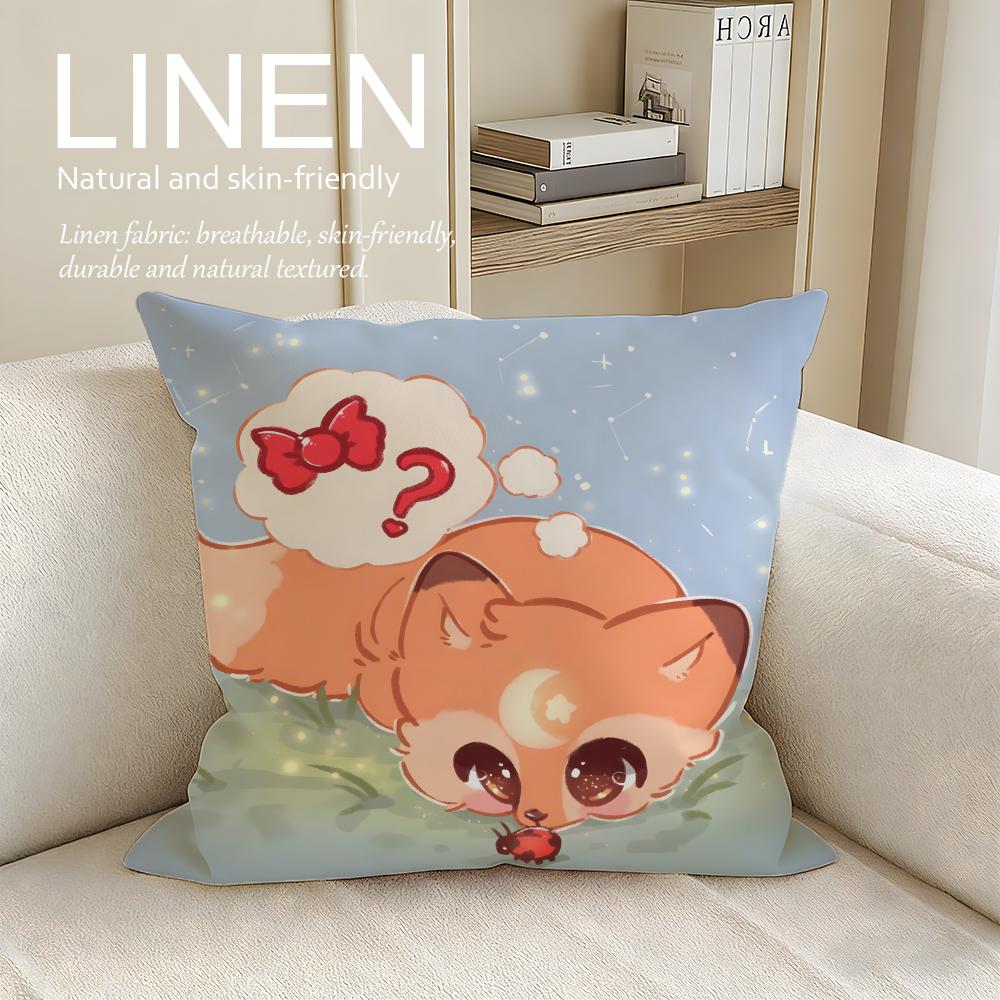 Cute Bokko Fox Cushion Cover Pillowcase Set Pcs x x Breathable Washable Sofa Cushion Cover