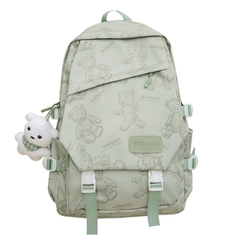 Casual Backpack Girl Cute Bear Lightweight Weight Backpack Junior High School College Student Schoolbag Fashion