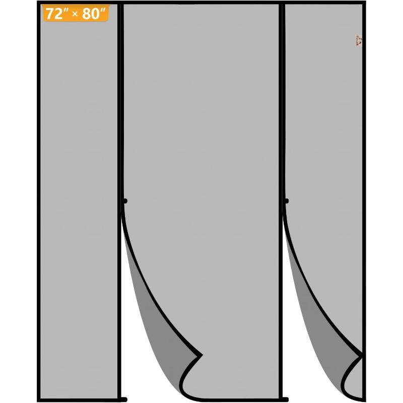 

Magnetic Screen Door for Sliding Doors Screen Double-Sided Opening Screen Reinforced Mesh with Strong Magnets for French Front/Back Patio Doors W120*H210cm