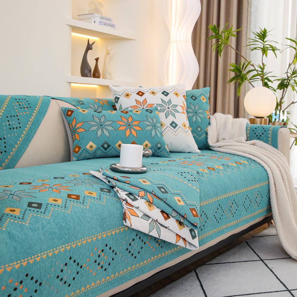 

Подушка для дивана из синели Four Seasons, универсальная простая современная ткань, чехол для дивана, легкая роскошная подушка высокого класса, кожаное полотенце, лето 70X70