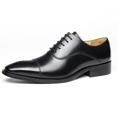 Foxsense Business Dress Genuine Premium Size Men's Shoes, Leather, Straight-Tip, Wingtip, Lightweight, Waterproof, Leather, Formal, Black, 26.5cm,