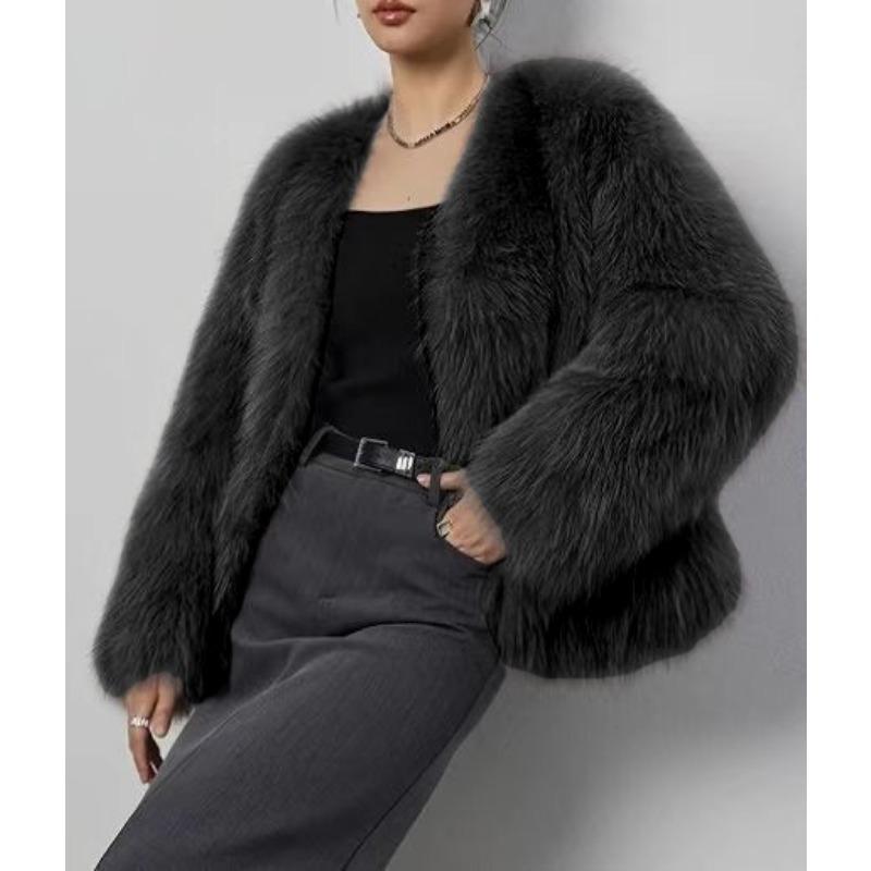 Fur Artificial Fur Fur Jacket Short Fashion Imitation Fox Fur Jacket Fluffy Plush Women's Clothing Winter