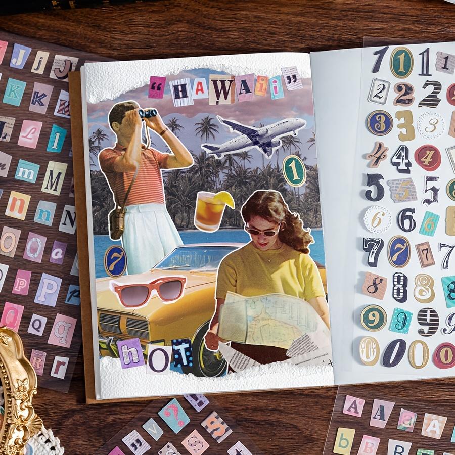 Vintage Alphabet StickersSuitable for ScrapbookingJournalsPlannersIncludes Letters in Various Patterns And Arabic Numerals.