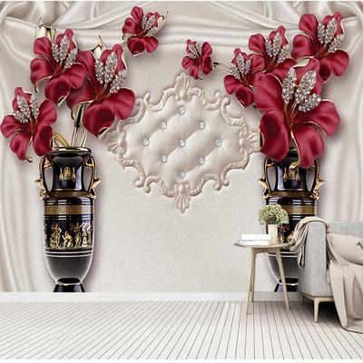 3D Photo Wallpaper Beautiful Stereo Jewelry Red Flower TV Wall Mural Living Room Bedroom Non-woven Mural Waterproof Wallpaper
