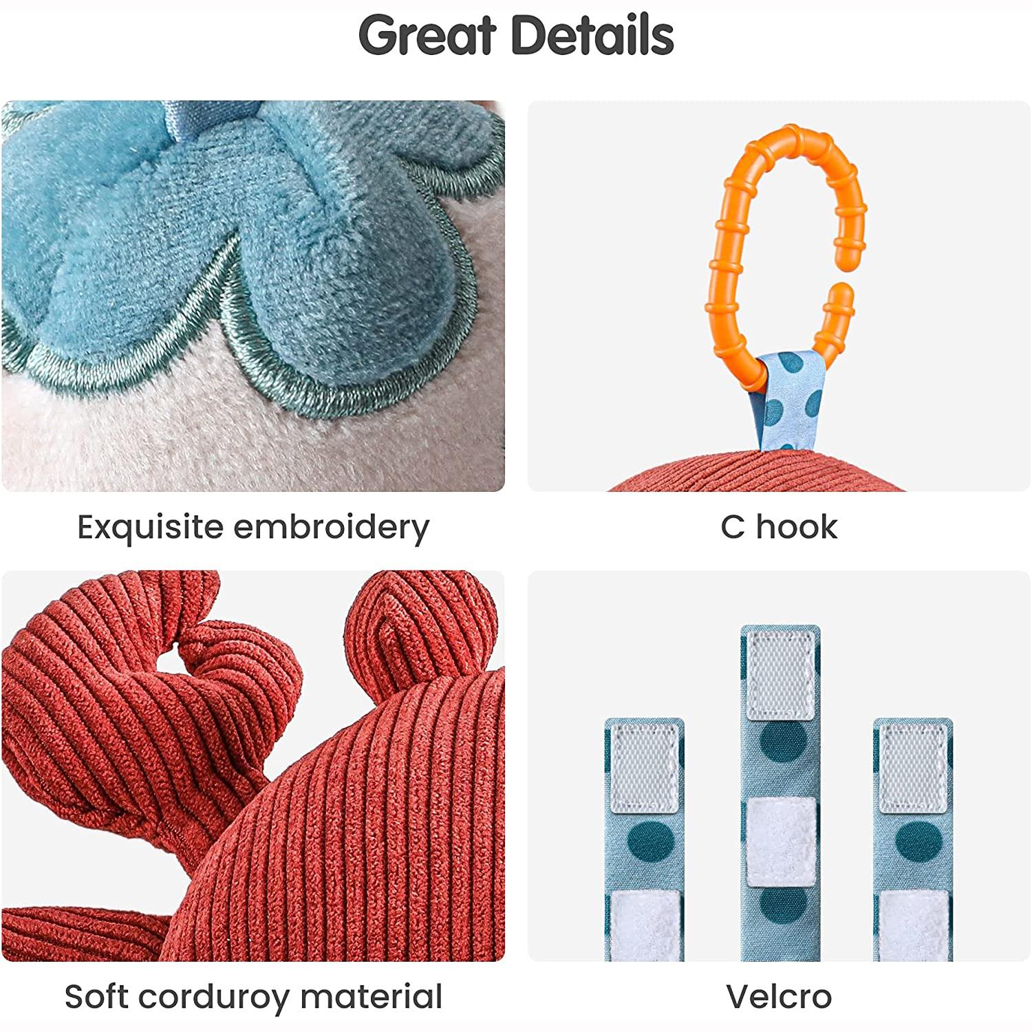 Set De 2 Sonajeros Colgantes De Peluche Para Bebés De 0 A 12 Meses – Animales León Y Abeja Con Sonidos Suaves, Texturas Y Papel Crujiente, Ideal Para Cochecito, Silla De Coche Y Cuna