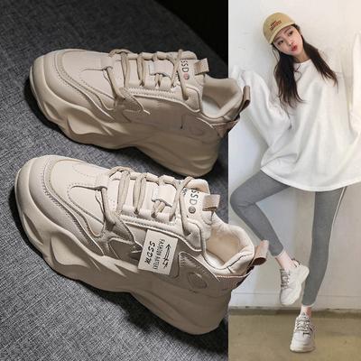 Daddy Shoes Women's Spring  New Thick-soled Heightened Student Casual All-match Sports Shoes