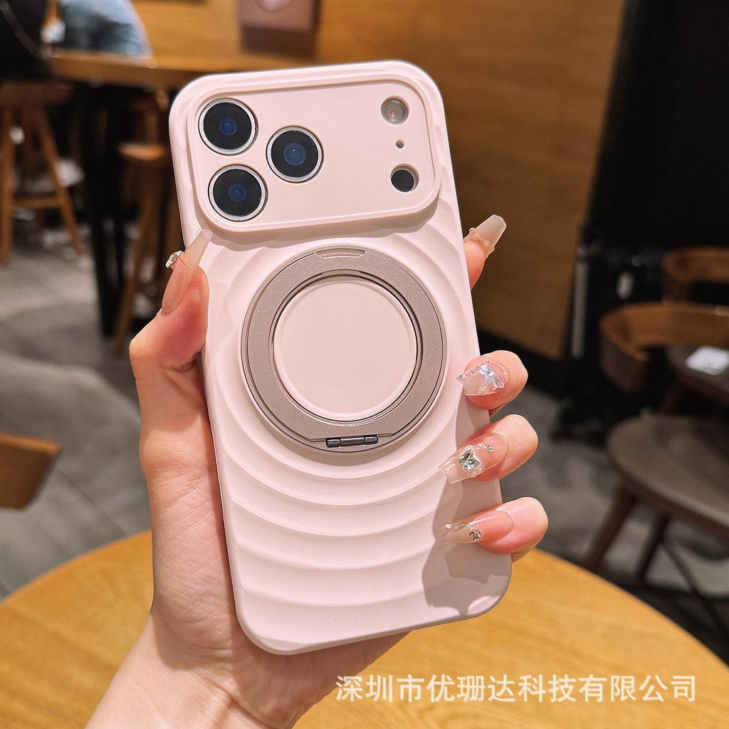 Applicable To iPhone11PROMAX Ripple Liquid Silicone Mobile Phone Case Apple 11 Rotating Magnetic Bracket Protective Case