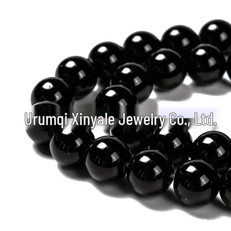 Natural Wujin Black Obsidian Round Loose Beads for DIY Jewelry Accessories