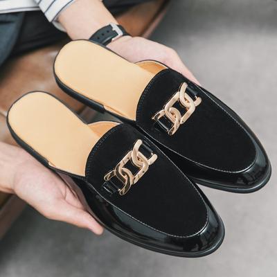 Mules Men Leather Shoes Summer Casual Slippers Sandals Male Shoes Slip On Men Loafers Fashion Men Flats Moccasins Black Zapatos