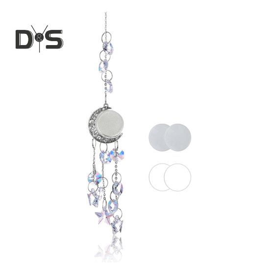 

Сублимация Луна Ловец Солнца Подвесное украшение для дома и сада Искусственный кристалл Призма Радуга Создатель Теплопередача Алюминиевый лист Подвеска в форме полумесяца серебряный