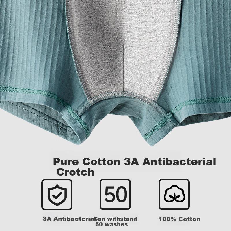 Dushiliren Men's Underwear, 3A Antibacterial Youth Pure Cotton Boxer Briefs, Men's Underwear, Square-Cut Shorts