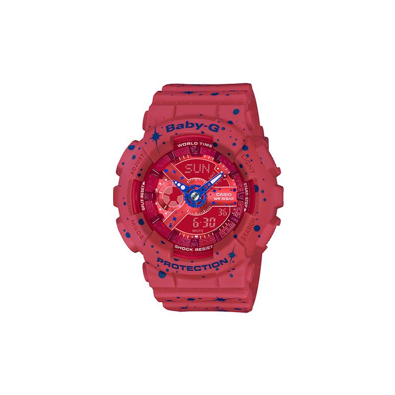 

Casio BABY-G Starry Sky Fashionable Retro Street Classic Pointer Dual Display Dial Waterproof Movement Quartz Movement Resin Strap BA-110ST-4A красный