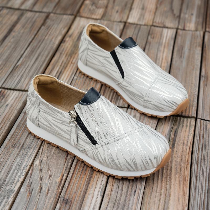 Women's Casual Sports Shoes Spring New Round Head Deep Mouth Side Zipper Anti-slip Wear-resistant Low-top Shoes