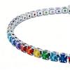 Women's Adjustable Rainbow Zircon Bracelet 6-7 Inches Waterproof Stainless Steel Multicolor Diamond Fashion Jewelry Luxurious Ac