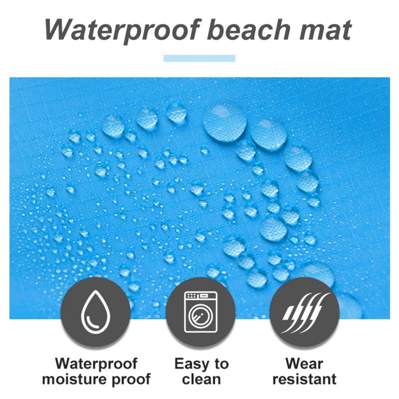 2x2.1m Waterproof Pocket Beach Blanket Folding Camping Mat Mattress Portable Lightweight Mat Outdoor Picnic Mat Sand Beach Mat