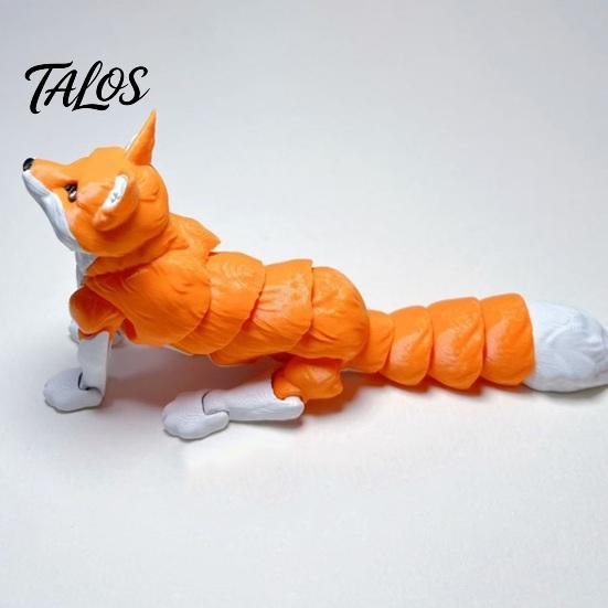 Flexible Fox Action Figure Articulated Collectible Figurine, 3D Printed Fidget Toy, Cute Animal Desktop Ornaments Desk Decor with Movable Joints