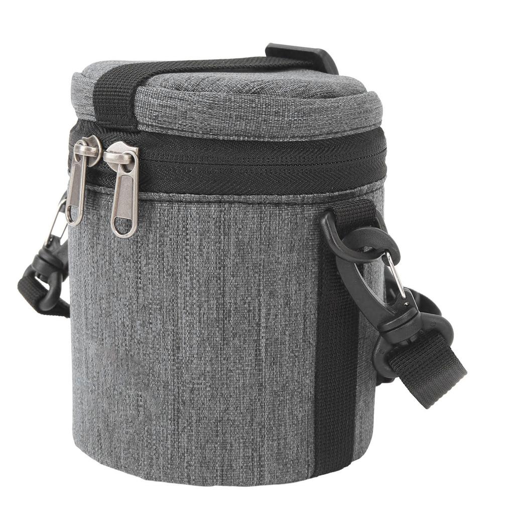 Camera Lens Case with Zippers Top Handle Adjustable Shoulder Strap Waterproof Lens Pouch Bag for Short Focal Length Lens