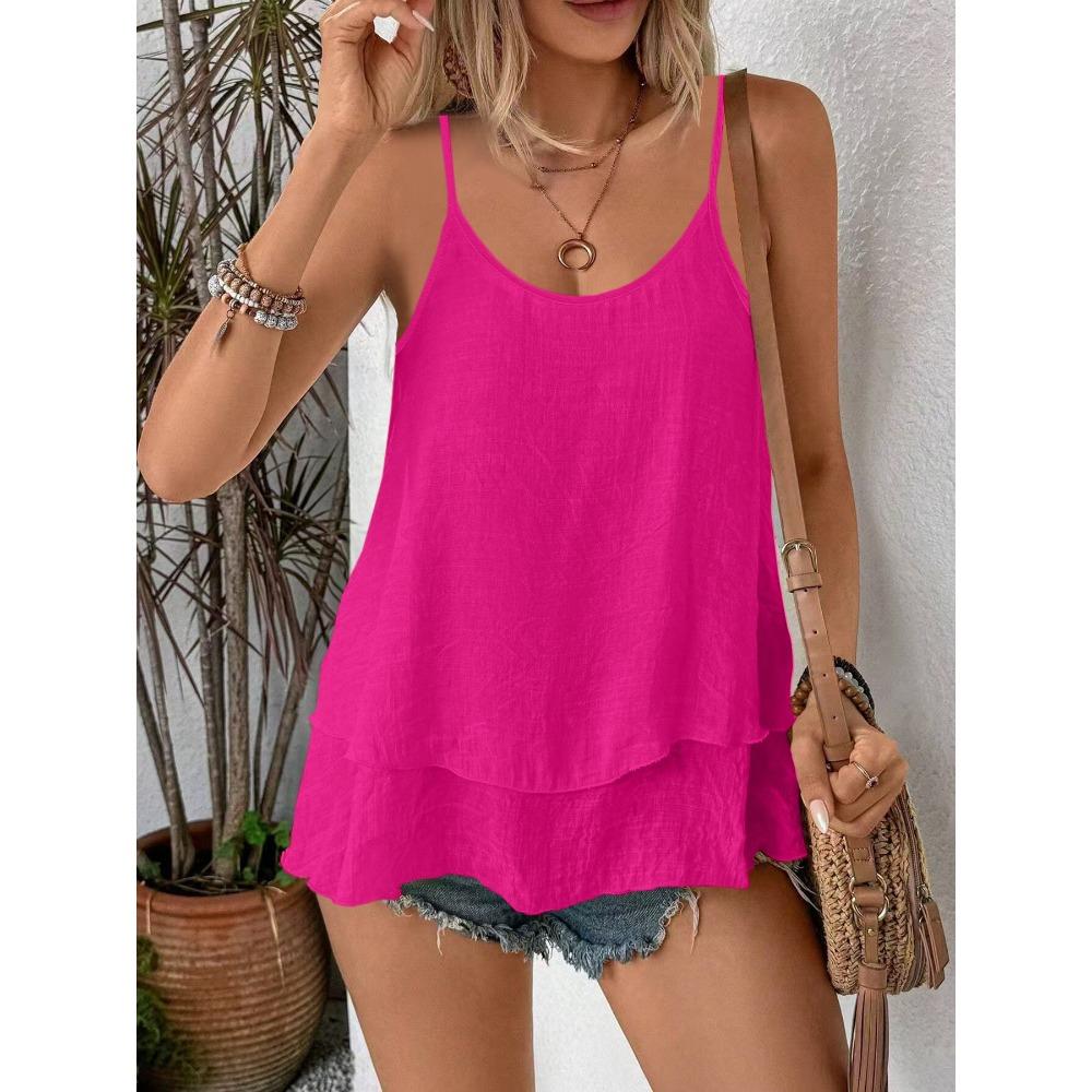 Strapless Sleeveless Double-layer Flowing Suspender Summer Fashion Comfortable Versatile Loose Casual Women Vest