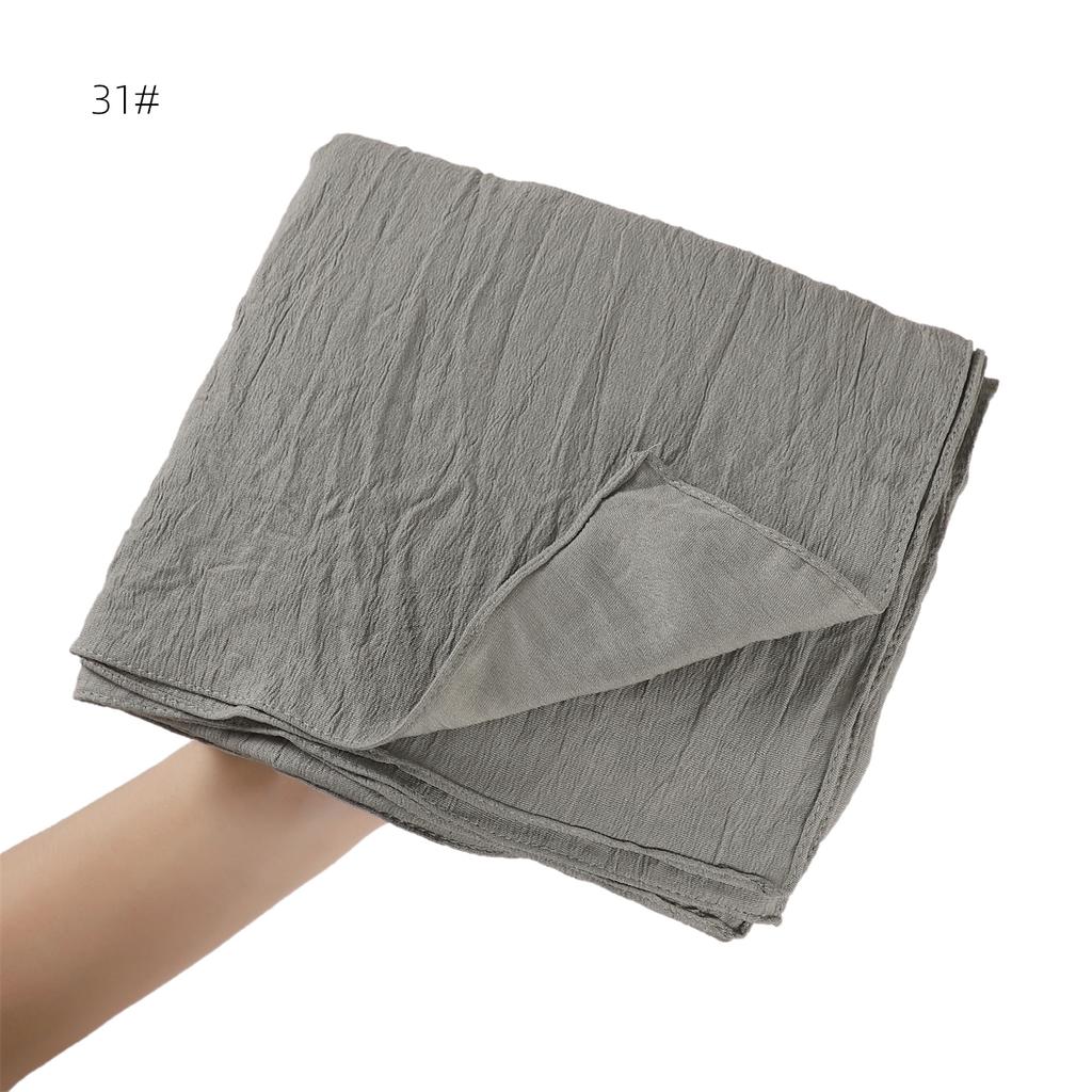 High Quality Breathable Elastic Wrinkle Long Scarf Women Plain Color Polyester Crinkle Soft Hijab Muslim Ladies Turban Headwraps