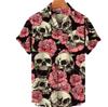 Cross-border Foreign Trade Europe and the United States Hot Sale Skull Pattern Print Hawaiian Beach Vacation Short-sleeved Men's Shirt, Short Sleeve