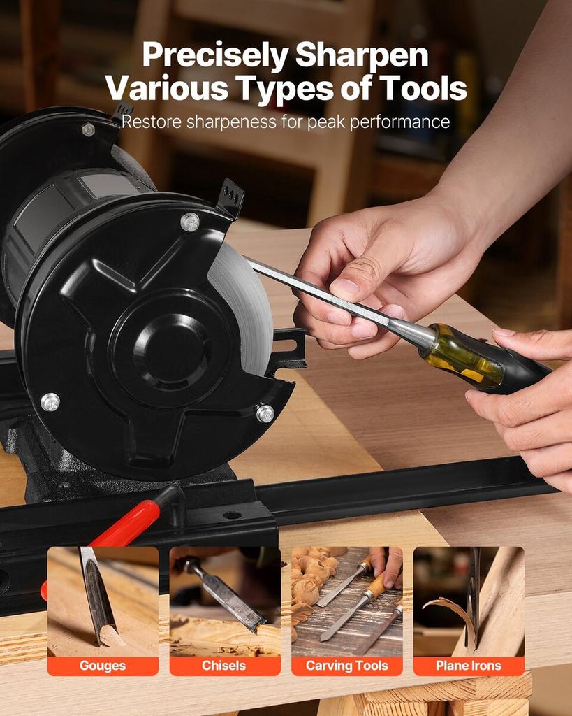 Multi-Grind Sharpening System, Vari-Grind Pro Sharpening Jig Kit for 6" & 8" Bench Grinders with Platform, Long Support Arm & Fingernail Gouge Jig,