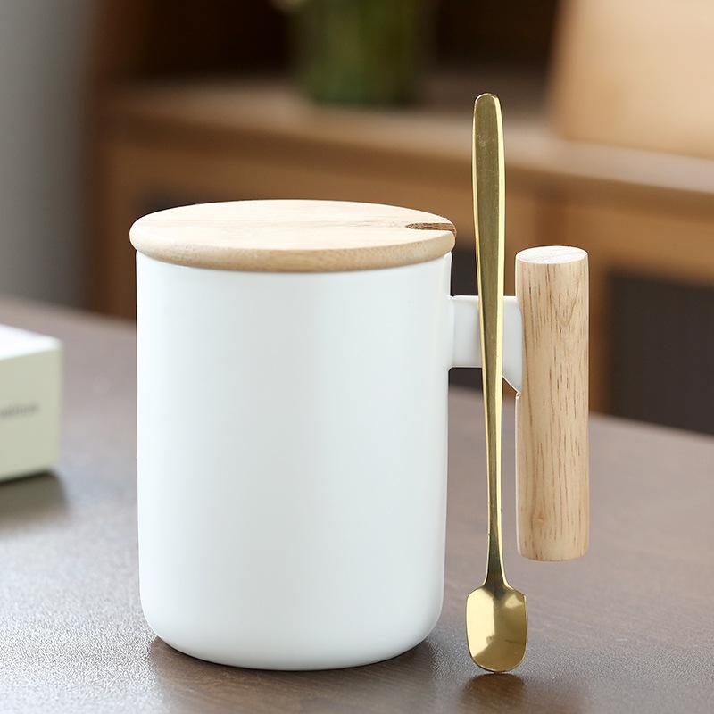 Tazza Creativa Ceramica Retrò Manico in Legno Tazza da Caffè per Ufficio Tazza d'Acqua Souvenir Evento di Apertura