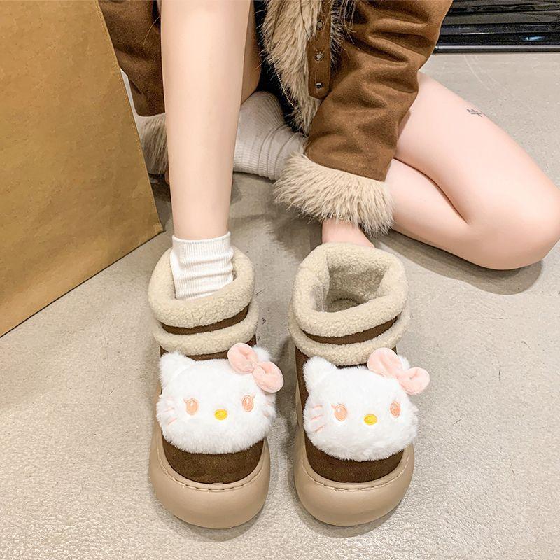 Sweet and cute warm snow boots women's season fashionable and comfortable velvet short boots