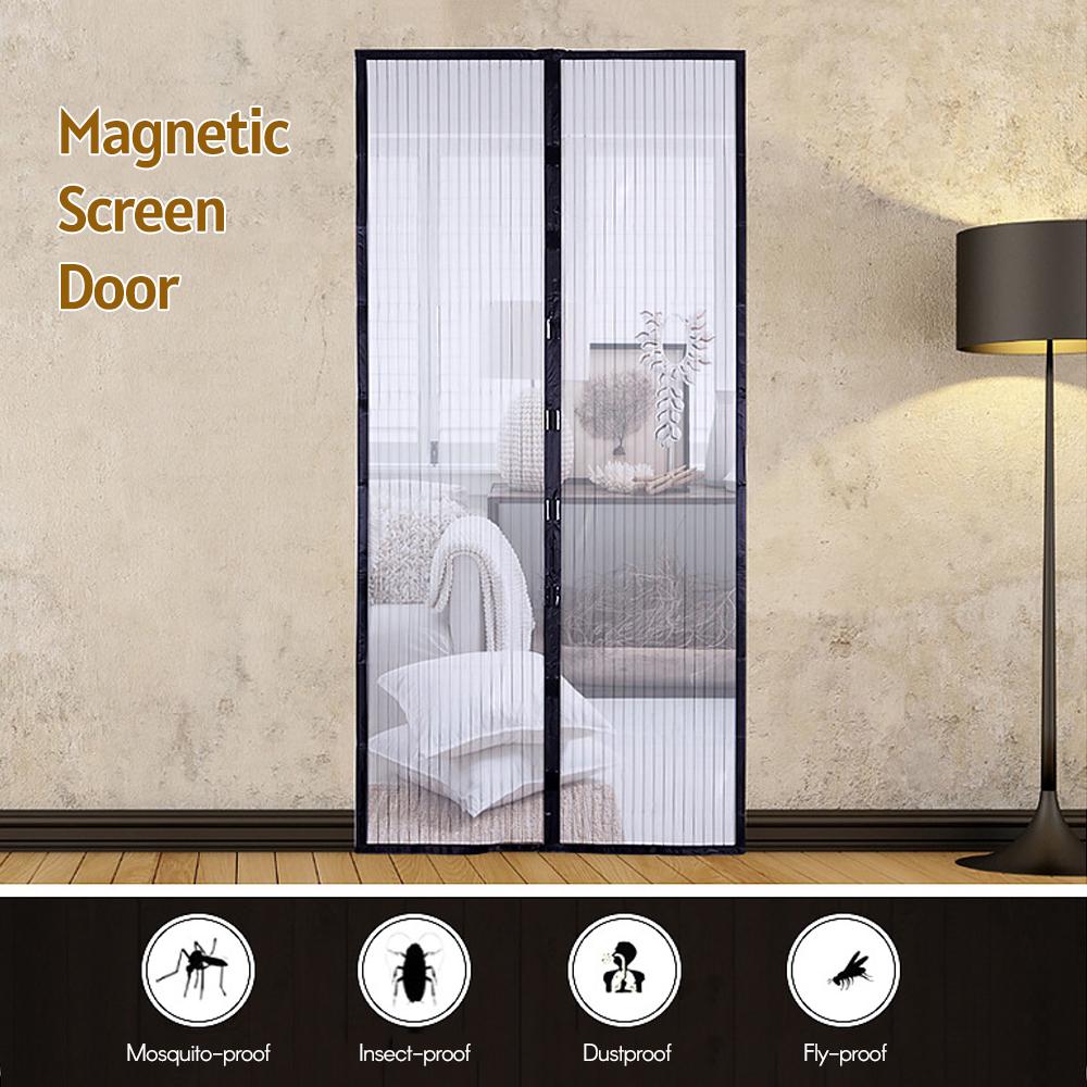 Screen Door 35.4* 82.7 Inches Mesh Curtain Mosquito Net with Adhesive Tape and Thumbtacks Mosquito Flies for Bedroom Baby Room Patio Balcony(Black)