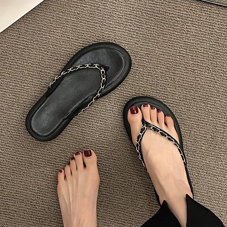 New Internet Celebrity High-end Cool Slippers Women's Summer Wear Fashion Versatile with Skirt Thick-bottomed Flip-flops