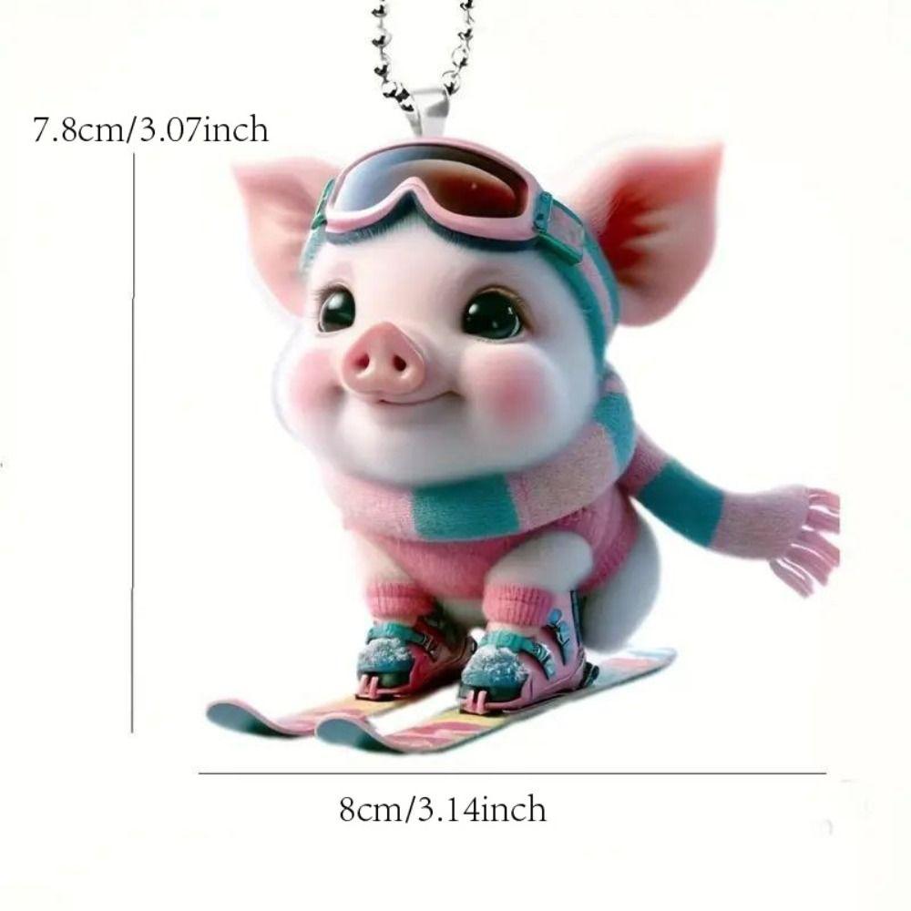 Acrylic Piglet Key Chain Piglet Shape Backpack Decoration Biker Pig Key Chain Pendant Car Interior