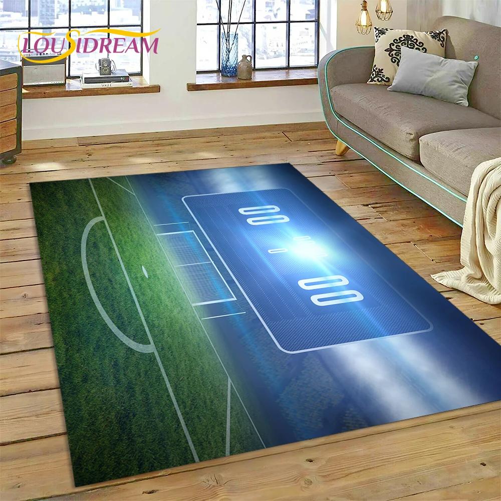 

3D футбольне футбольне поле Килимок для спальні Вітальня Домашній диван Прикраса, Діти грають у гру Великий декор Килимок Подарунок 100*120cm