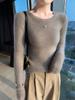 Women's 100% Pure Wool Round Neck Sweater - Slim Fit, Chic, Long Sleeve, Knitted Cashmere, Perfect for Autumn/Winter.
