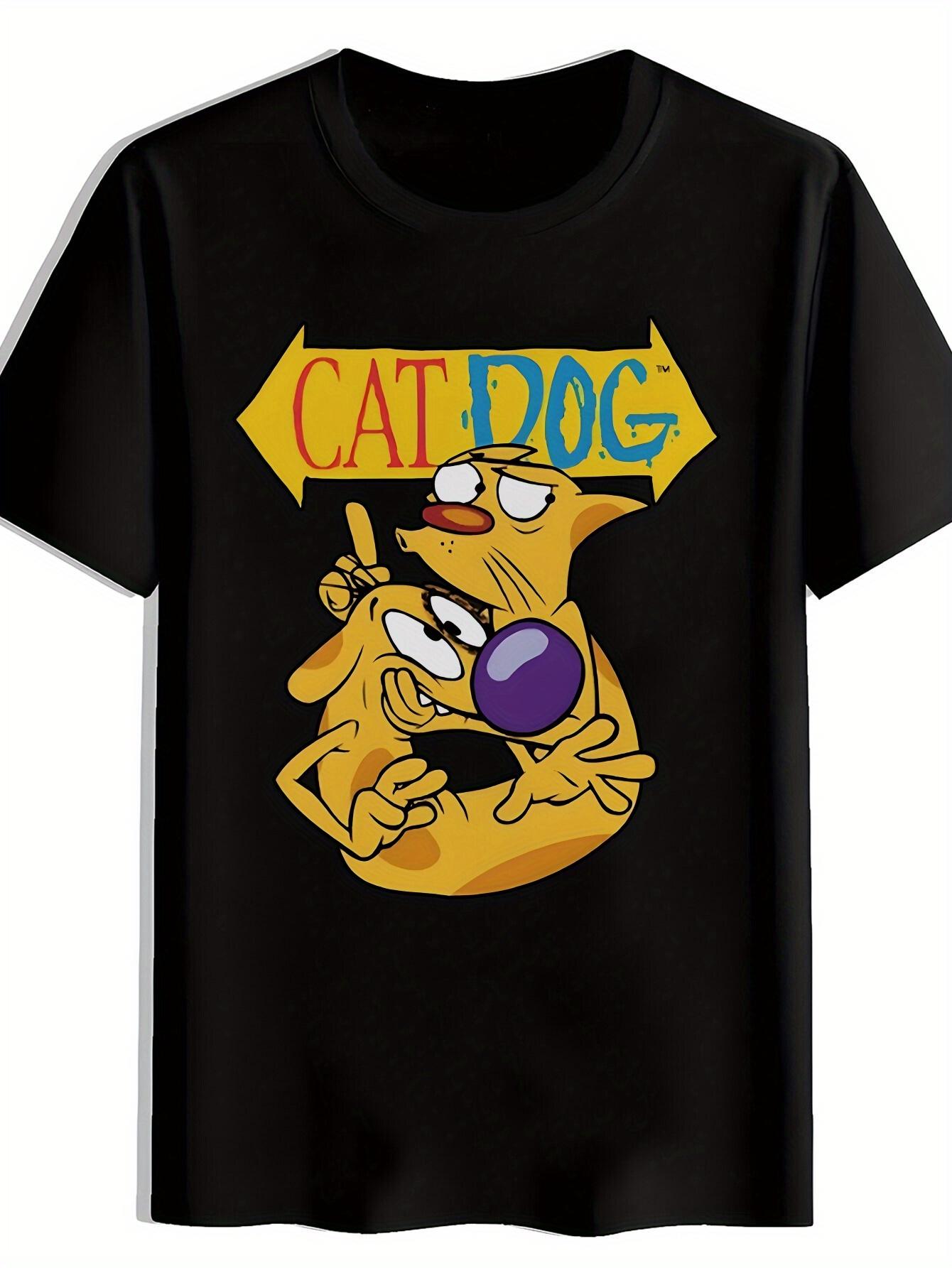 Funny Graphic T-shirt - Black Cat Dog Comedy Design Tee XXL
