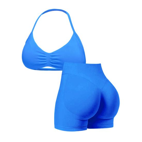 Dvoudílné cvičební sety pro ženy Bez zádů Tanga Sportovní podprsenka a Šortky s vysokým pasem Set Bezešvé Oblečení na posilovnu a jógu