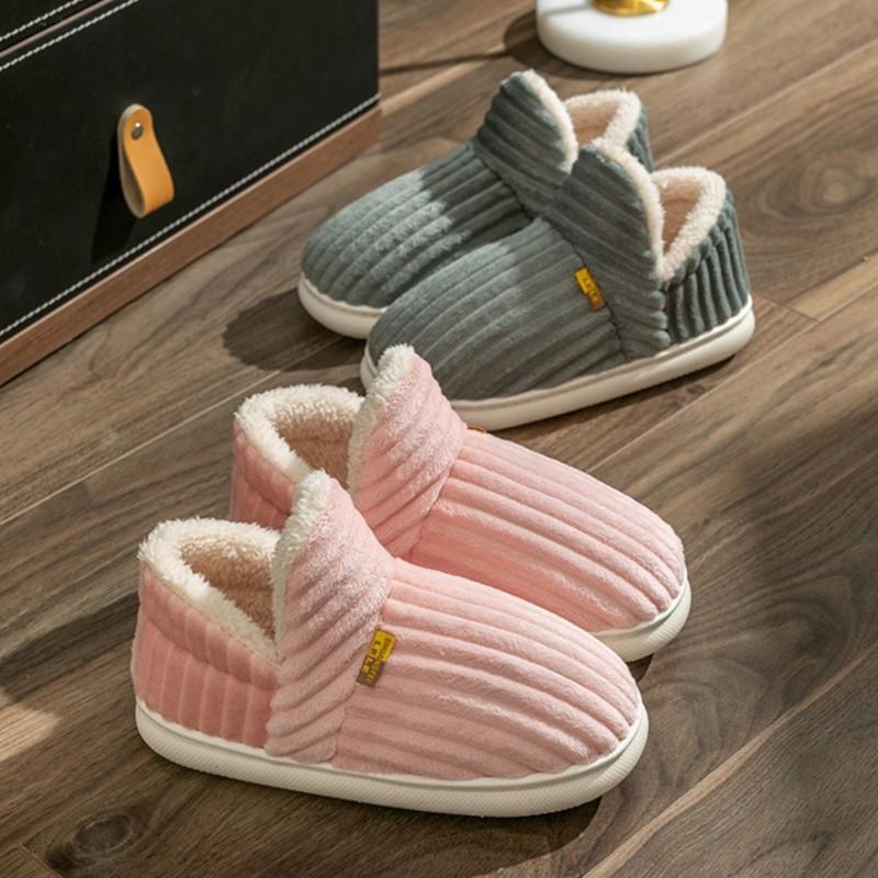 Fashion Crestar Winter Plush Slippers For Women New Comfort Keep Warm Home Cotton Shoes Outdoor Simple Solid Color Adult Casual Slippers