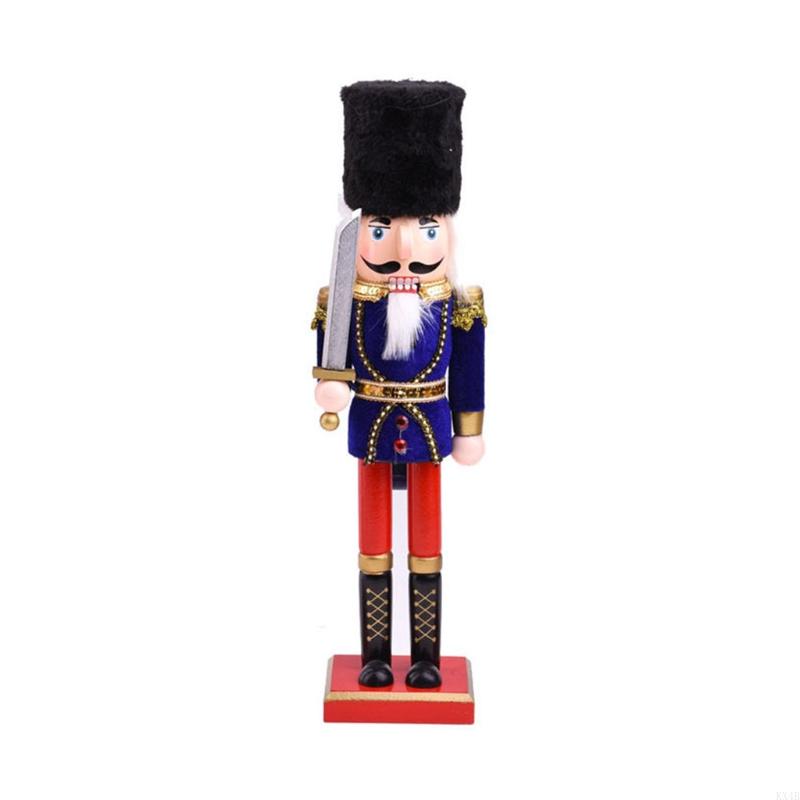 

KX4B Cartoon Solider Figures Nutcracker Multi-color Wooden Ornament with Hat