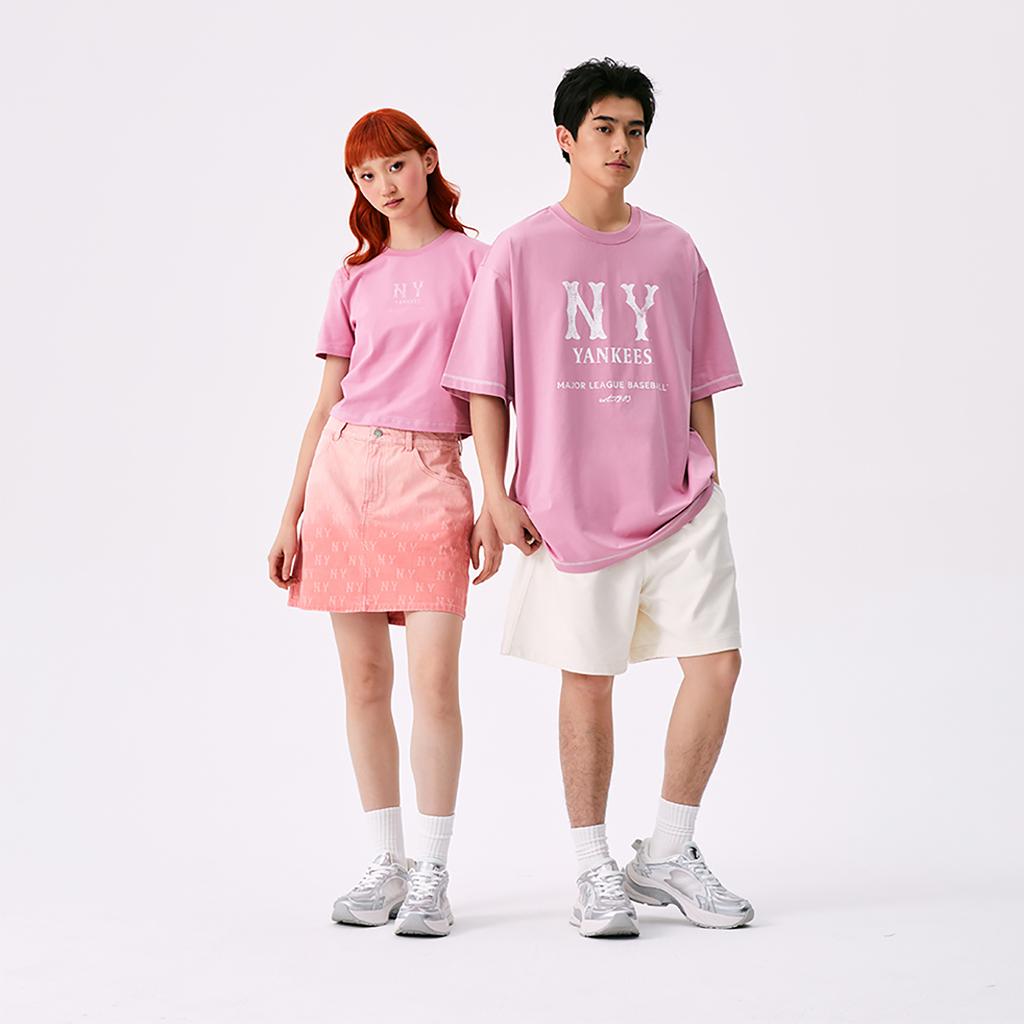 New MLB New York Yankees Basic Collection SS25 T Shirt Unisex Pink 3ATSB1153-50PKP
