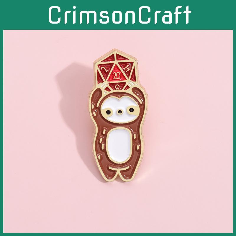 Adorable Japanese Anime Metal Brooch Featuring Cartoon Animal Weasel With Dice In Glossy Finish