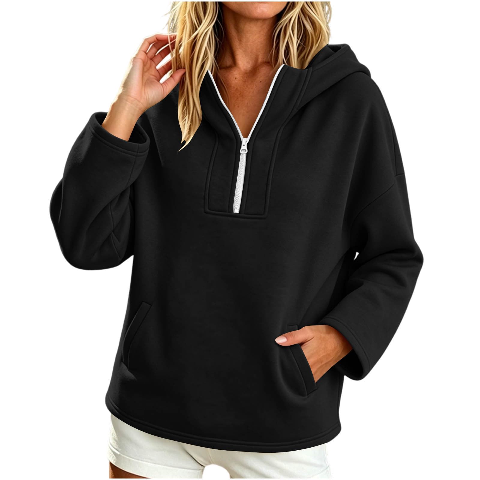 Women s Color Zip Up Hoodie with Pockets L