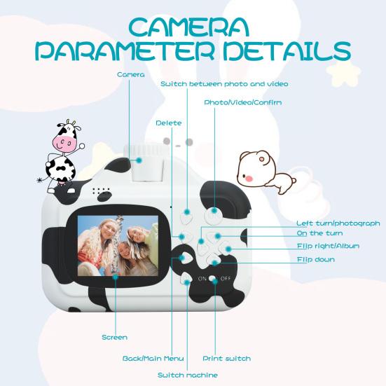 Instant Camera 2.4 Inch Screen 1080P Rechargeable Portable Kids Mini Video Camera